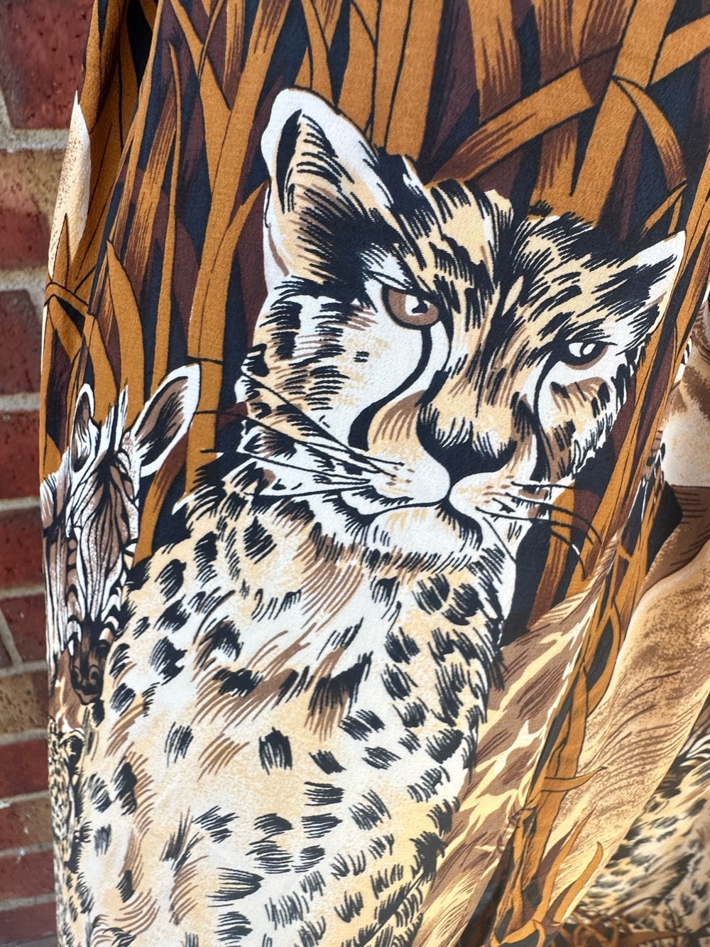 Regina Porter 100% Silk Skirt Safari Print Animal Print BOHO Luxe Vintage Nature - Picture 5 of 11